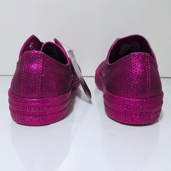 Converse Ctas Low Top Fuchsia Red Glitter NWT - Picture 7 of 8